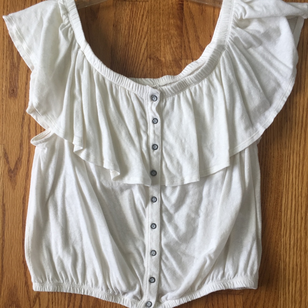 We The Free White Top with Buttons